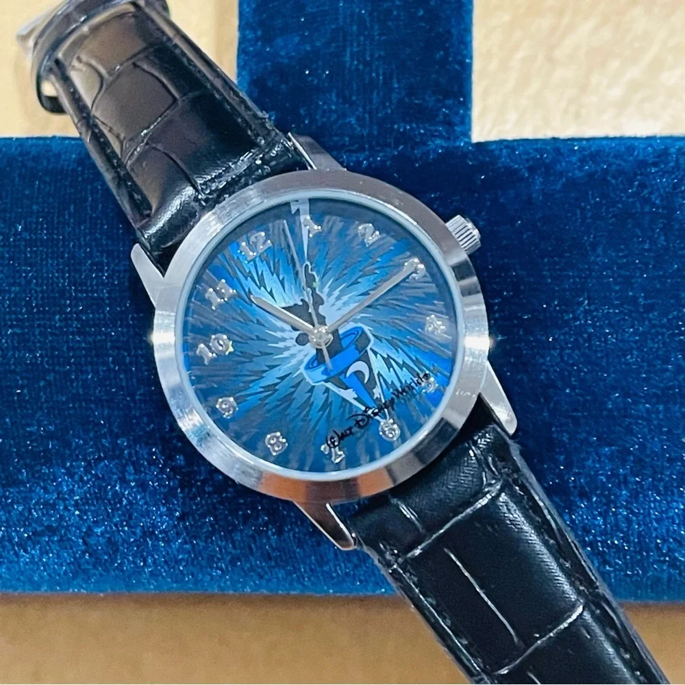 Disney Watch Sorcerer Mickey Mouse Blue Round Dial Black Disney Parks Limited